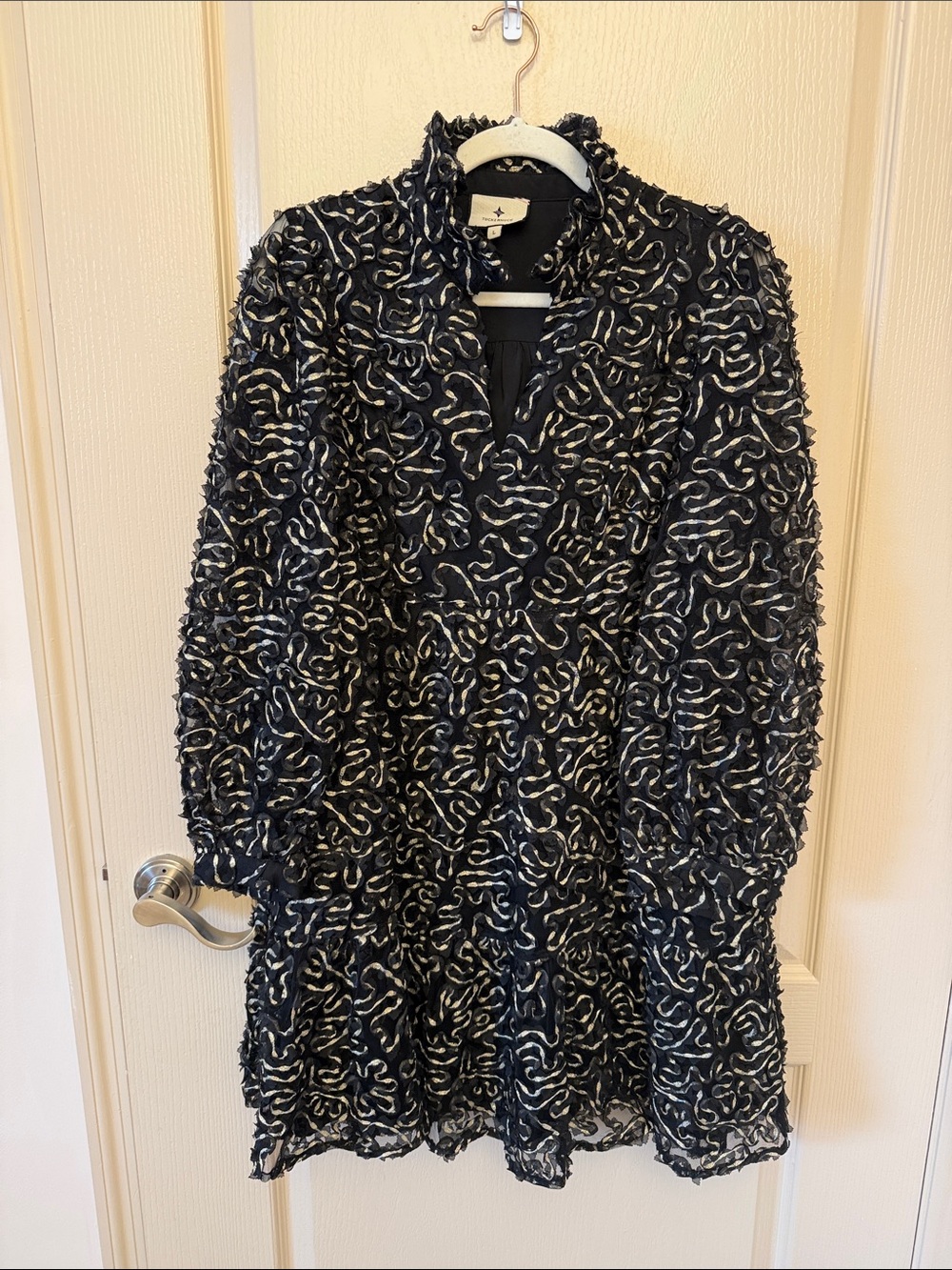 Tuckernuck Black and White Textured Long Sleeve Palmerston Dress